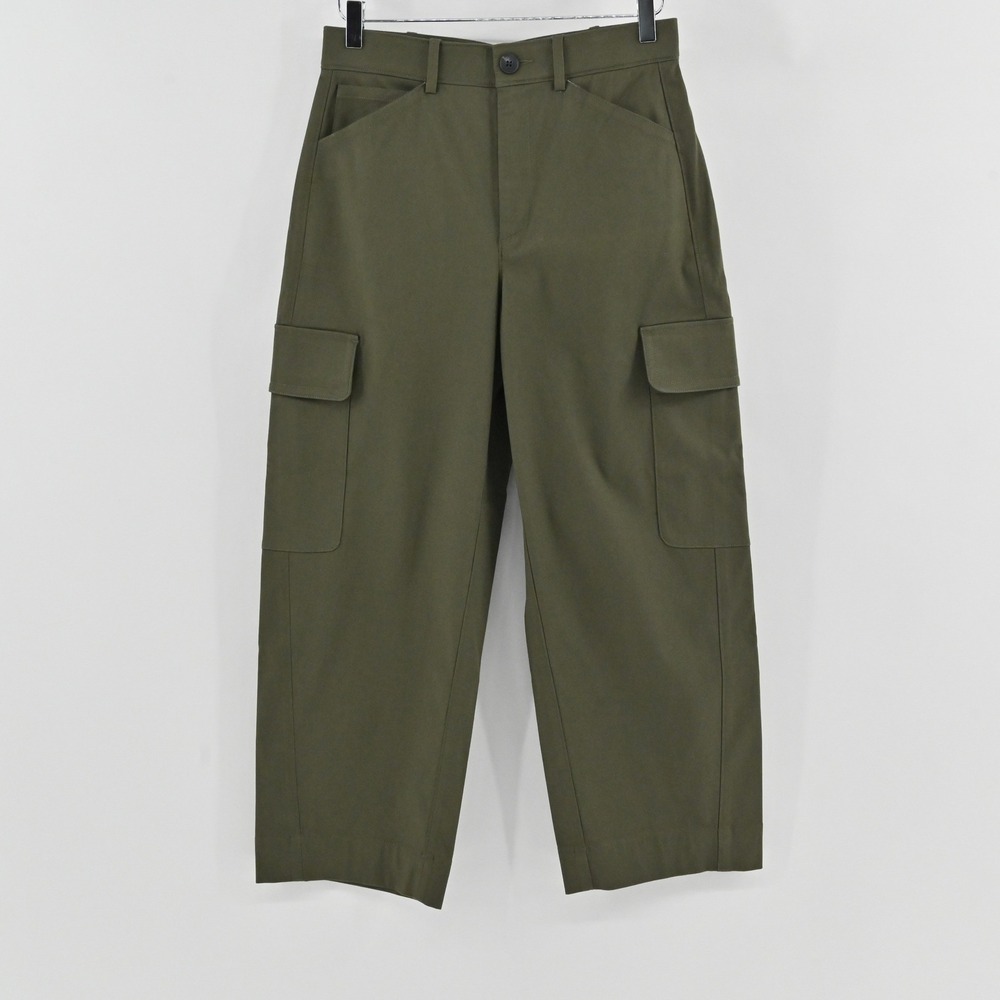 SPANX Cropped Cargo Pants Womens Size M Dark Pine Wide Leg Green Utility Comfort